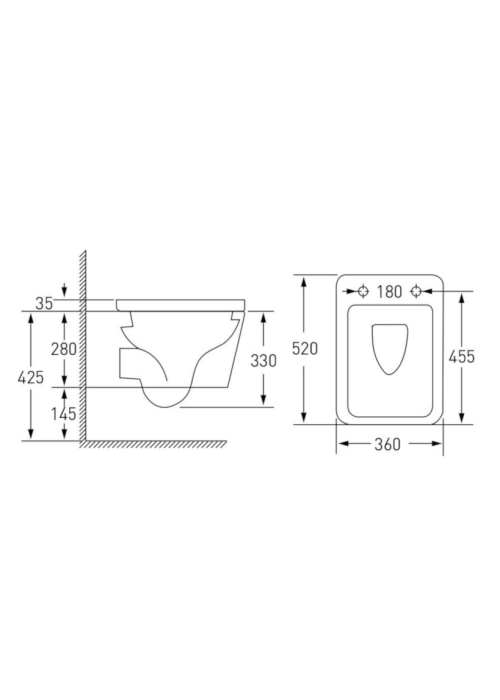 Комплект: унітаз підвісний Imprese KUBIK Rimless  з сидінням + інсталяція Grohe Rapid SL (c06810203+38772001)